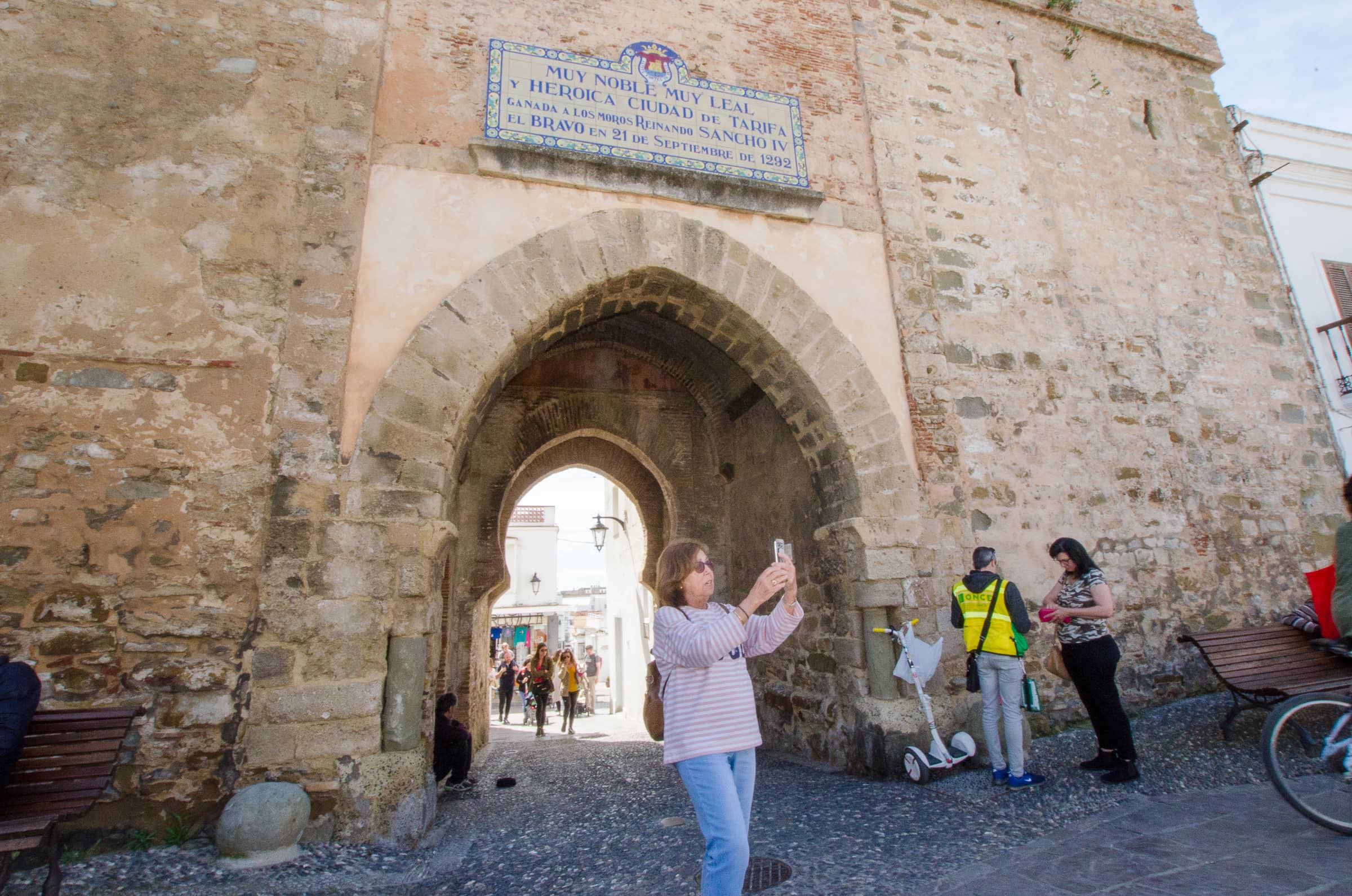 Lady taking a selfie in Puerta de Jerez, Tarifa